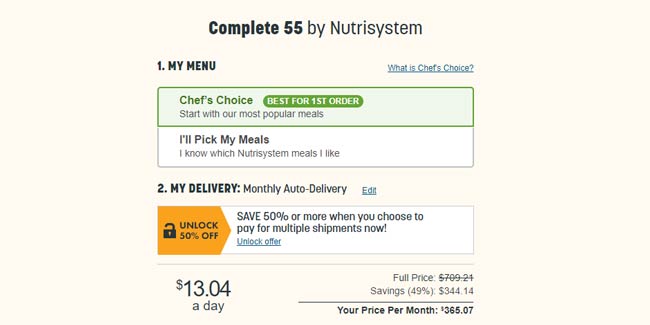 Nutrisystem Complete 55 Pricing
