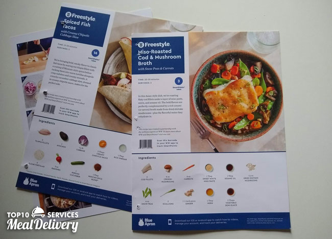 blue apron recipe cards