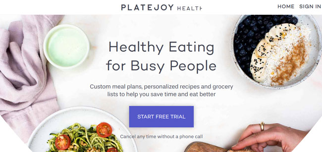 PlateJoy Review home page