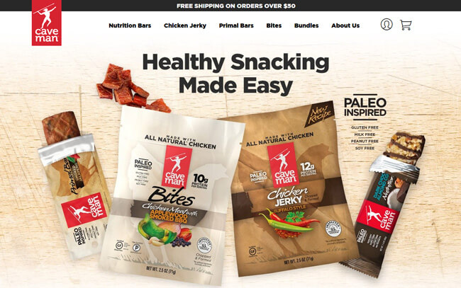 Caveman Foods homepage