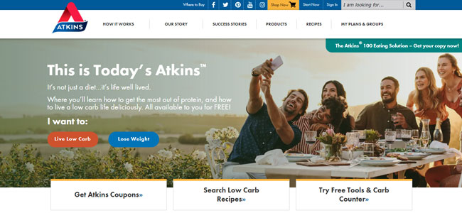 Atkins Meal Delivery Review Homepage