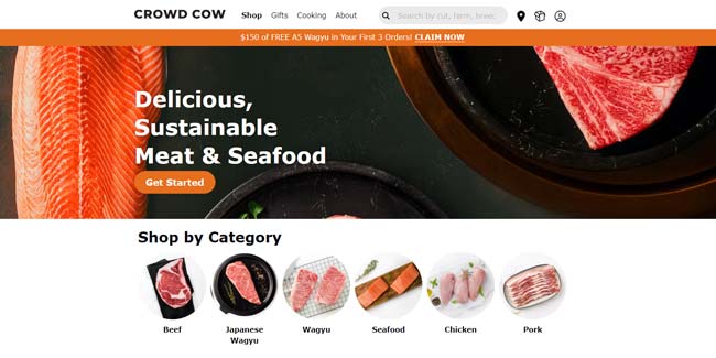 Crowd Cow Review Homepage