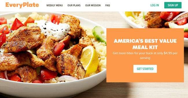 EveryPlate homepage screenshot