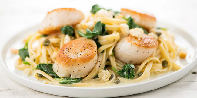 Home Chef Scallops with Lemon-Caper Pasta