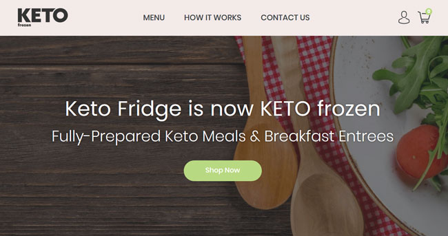 Keto Frozen printscreen homepage