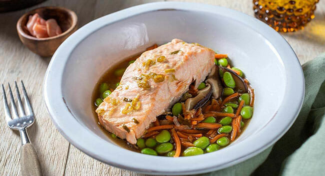 Tovala Ginger Scallion Poached Salmon