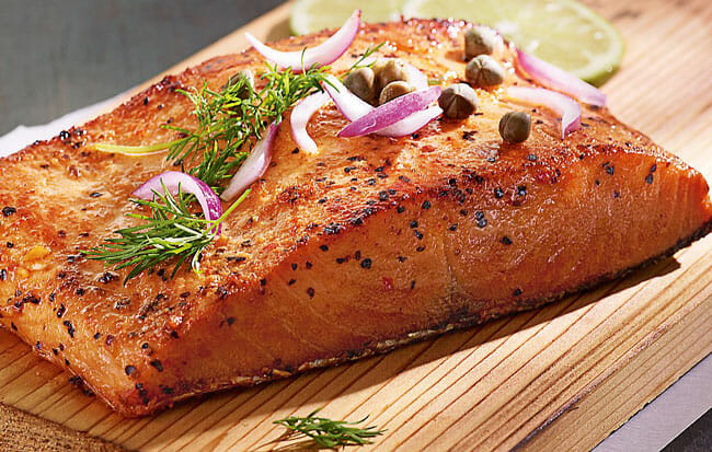 Kansas City Steaks baked salmon with onion