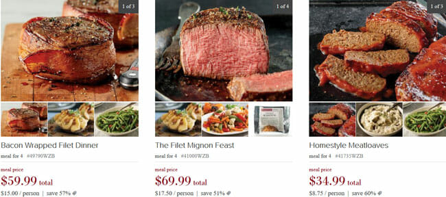 Omaha Steaks meals prices