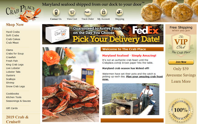 The Crab Place printscreen homepage