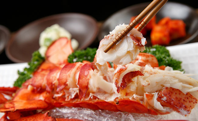 freshly steamed lobster