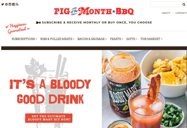 Pig Of The Month BBQ printscreen homepage