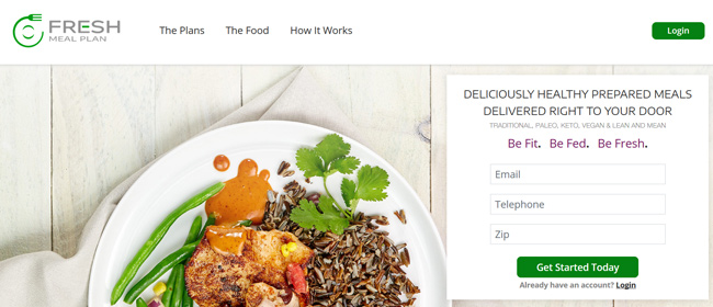 Fresh Meal Plan printscreen homepage