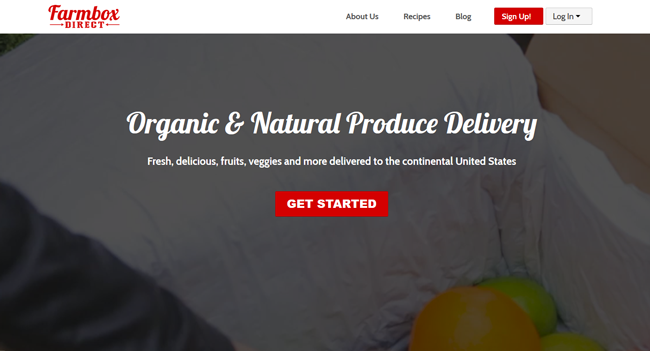 Farmbox Direct printscreen homepage