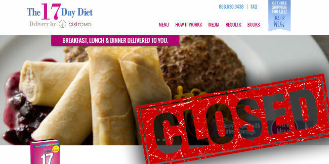 17 Day Diet Delivery closed services