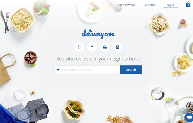 Delivery-com printscreen homepage