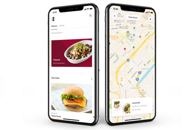 Postmates on smart phone app on white background