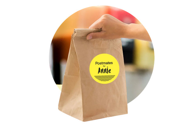 Postmates paper bag for delivery