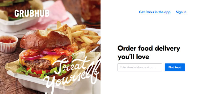 grubhub printscreen homepage