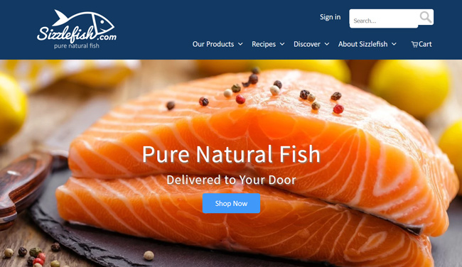 Sizzlefish printscreen homepage