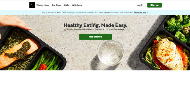 Factor Meal Delivery Homepage