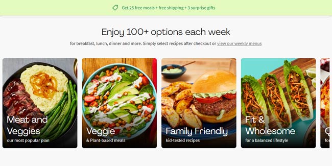 HelloFresh Coupon Offer Menu