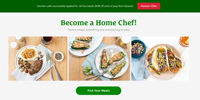 Home Chef Special Offer Homepage